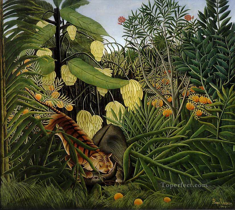 Combat of a Tiger and a Buffalo Henri Rousseau Post Impressionism Naive Primitivism Oil Paintings